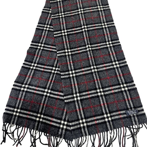 Burberrys Classic Check Scarf Black 100% Lambswool Unisex Scarf Made In England - Picture 1 of 7